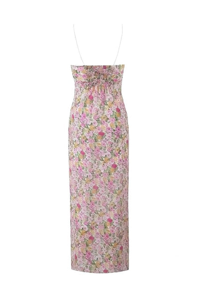 Angelica - Bedrucktes Rüschen-Maxikleid mit Rüsche