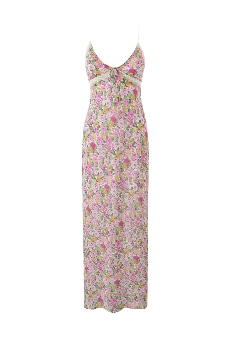 Angelica - Bedrucktes Rüschen-Maxikleid mit Rüsche