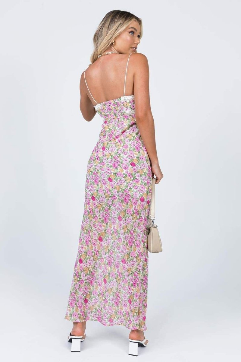 Angelica - Bedrucktes Rüschen-Maxikleid mit Rüsche
