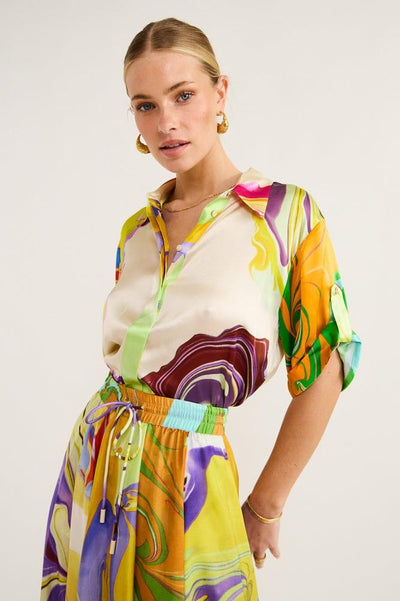 Lucy Bedrucktes Satinblusen-Set