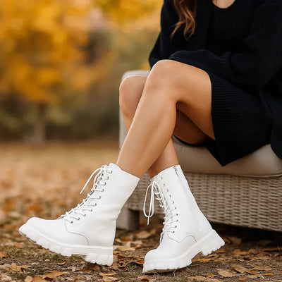 Damen-Schnürstiefel im Militärstil mit dicker Sohle - Daniela