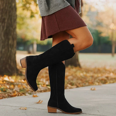 Hohe Damenstiefel im Cowboy-Stil mit breitem Absatz - Stilla