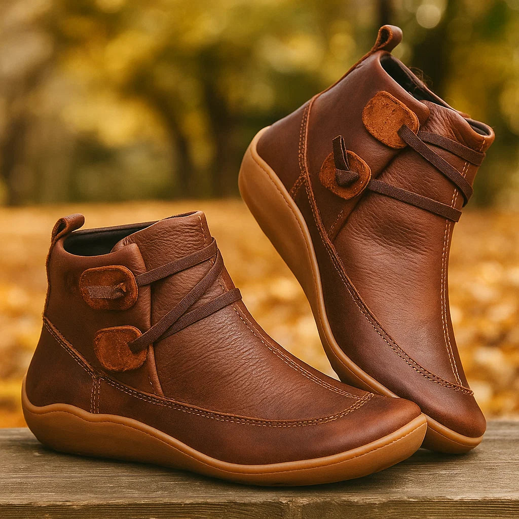 Niedrige Damenstiefel minimalistisches Design Klettverschluss - Isa