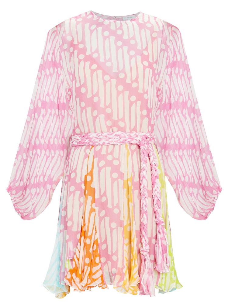 Nicole - Bedrucktes Minikleid mit rundem Kragen und Gürtel