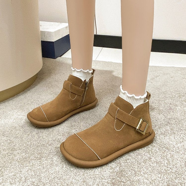 Damen-Winterstiefel aus Wildleder mit seitlicher Schnalle - Estelle