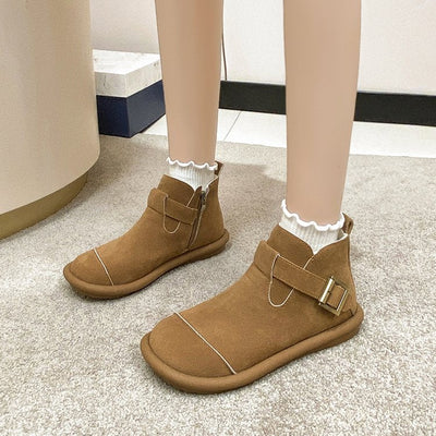 Damen-Winterstiefel aus Wildleder mit seitlicher Schnalle - Estelle