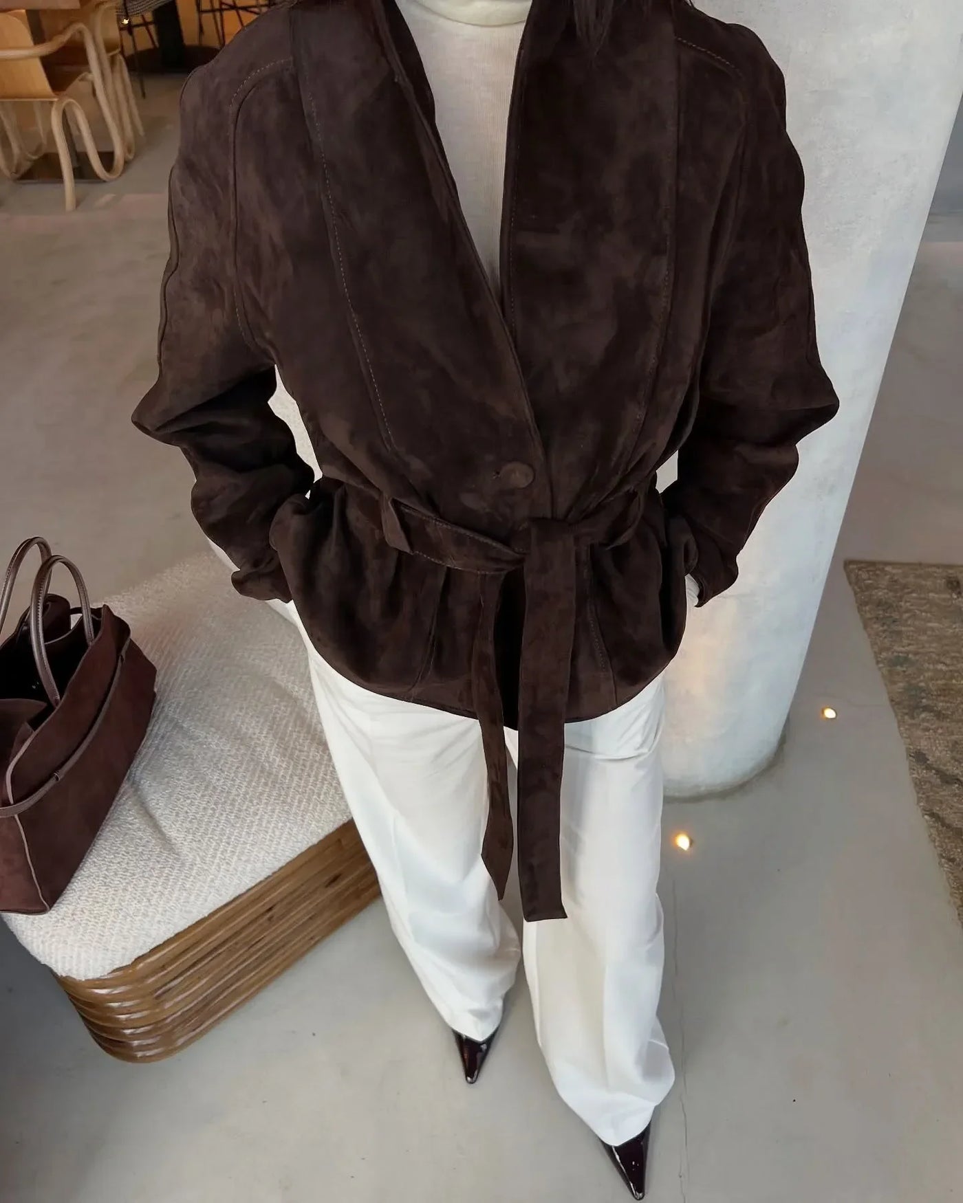 Retro-Wildlederjacke mit langen Ärmeln - Valentina