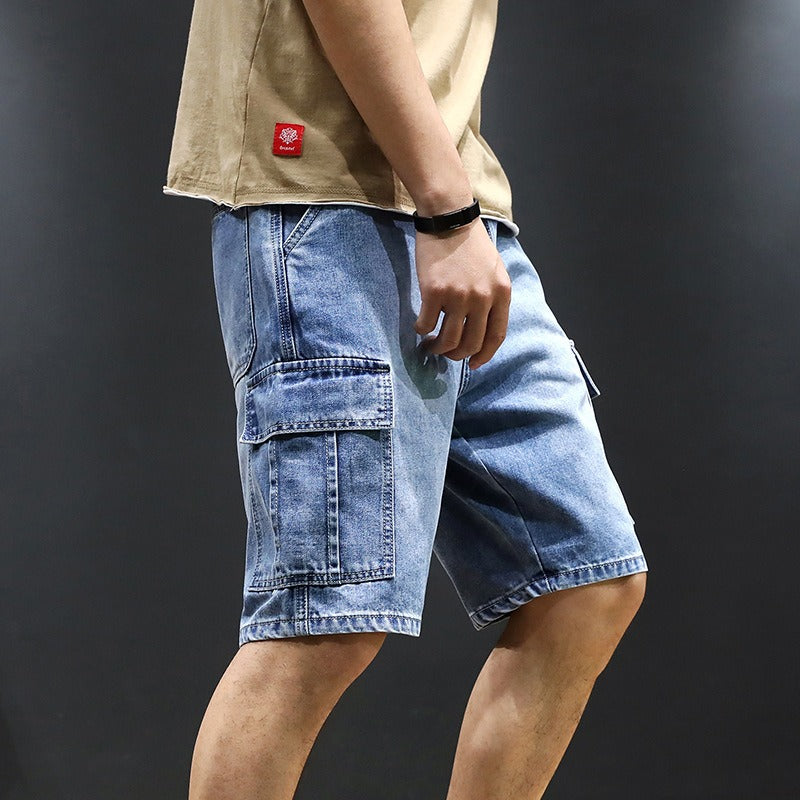 Denim-Shorts für Männer mit geraden Taschen - Tomás