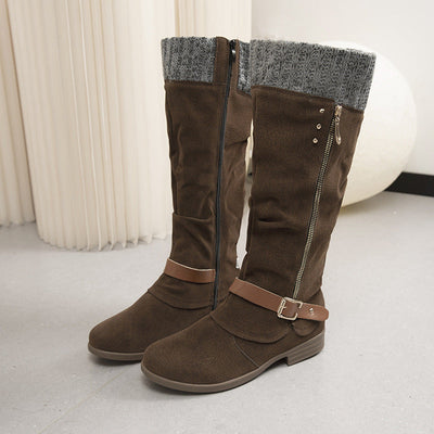 Lange Stiefel mit Reißverschluss und Wolldetails - Mireille