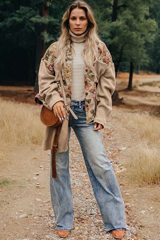 Damen-Strickjacke mit Blumenmuster - Olyane