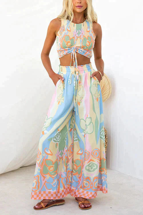 Evona - Floral Print Elastische Taille Set