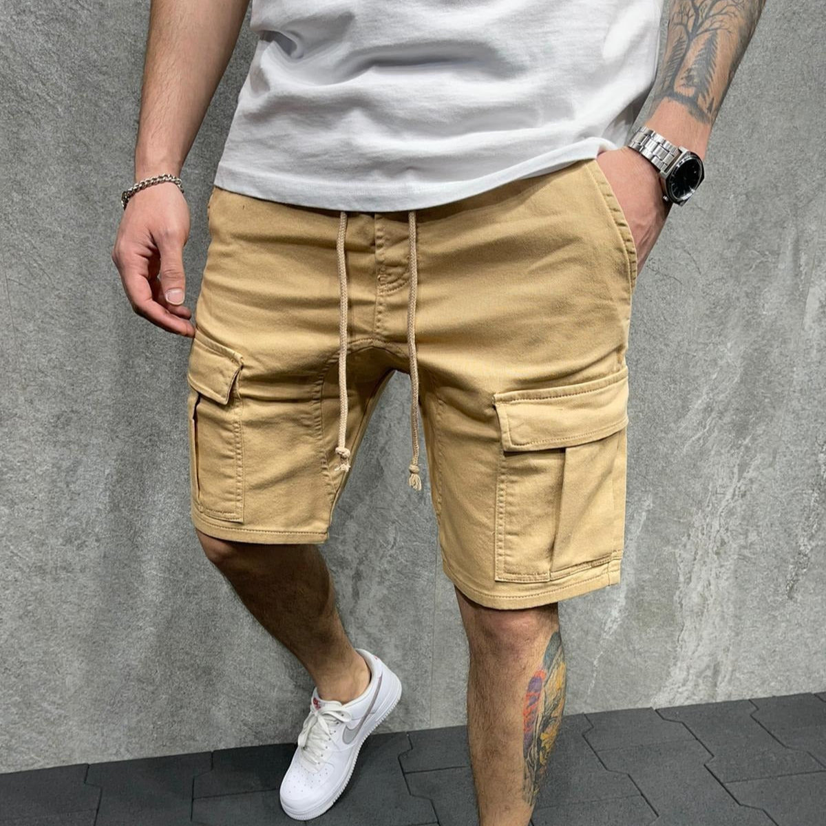 Herren-Shorts aus Baumwolle mit Cargotaschen - Dario