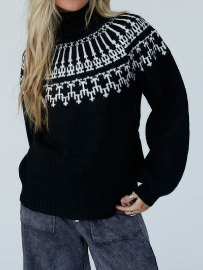 Clarice - Langärmeliger Pullover mit kontrastierendem Rollkragen