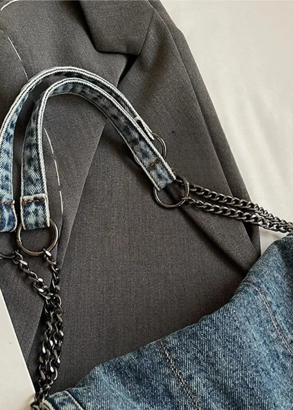 Metallische Kettentasche im urbanen Denim-Stil - Briseida