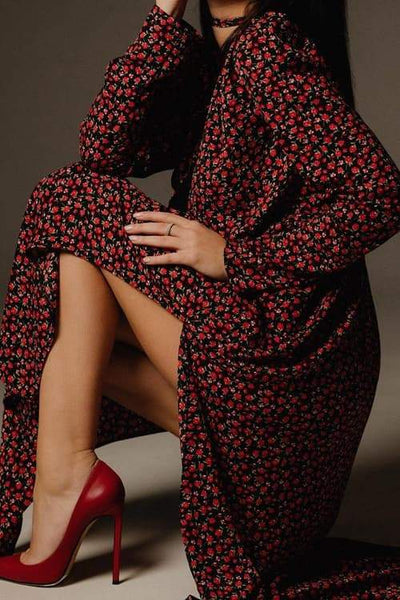 Bertha - Midikleid mit V-Ausschnitt und Blumen