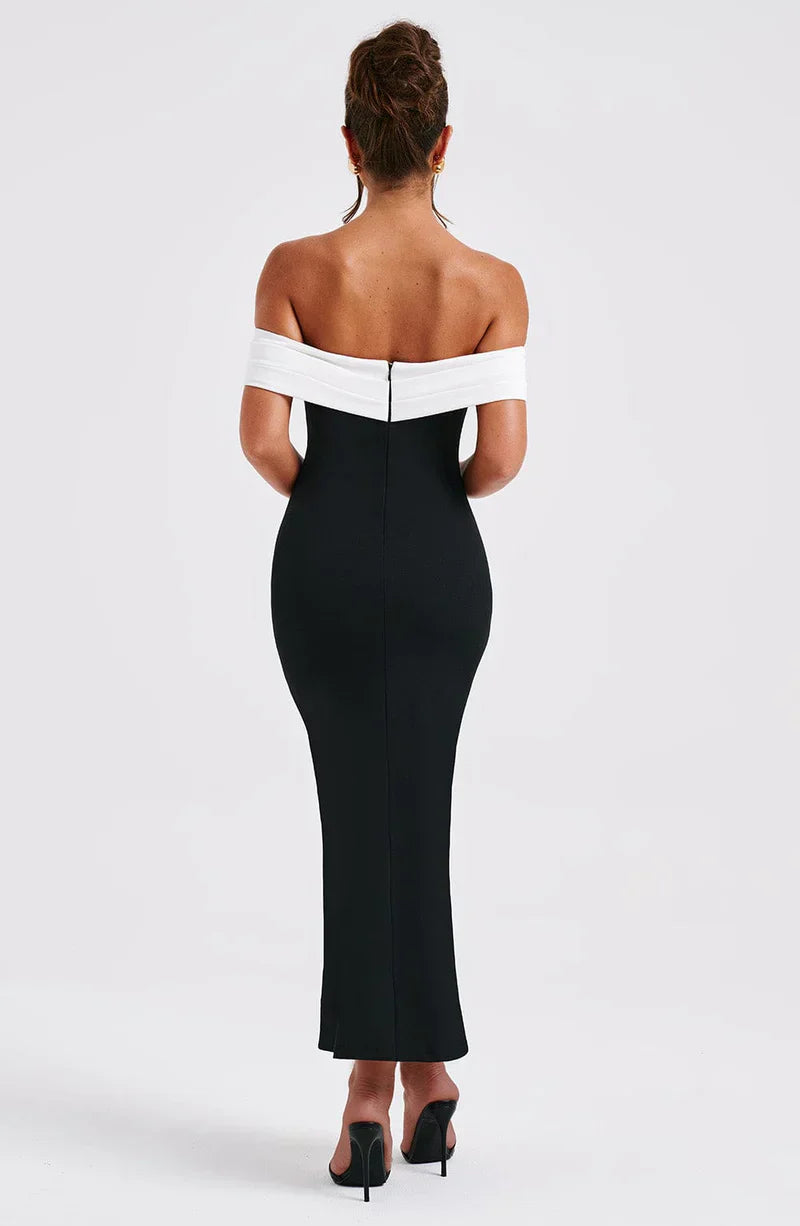Lina - Elegantes langes schwarzes Kleid