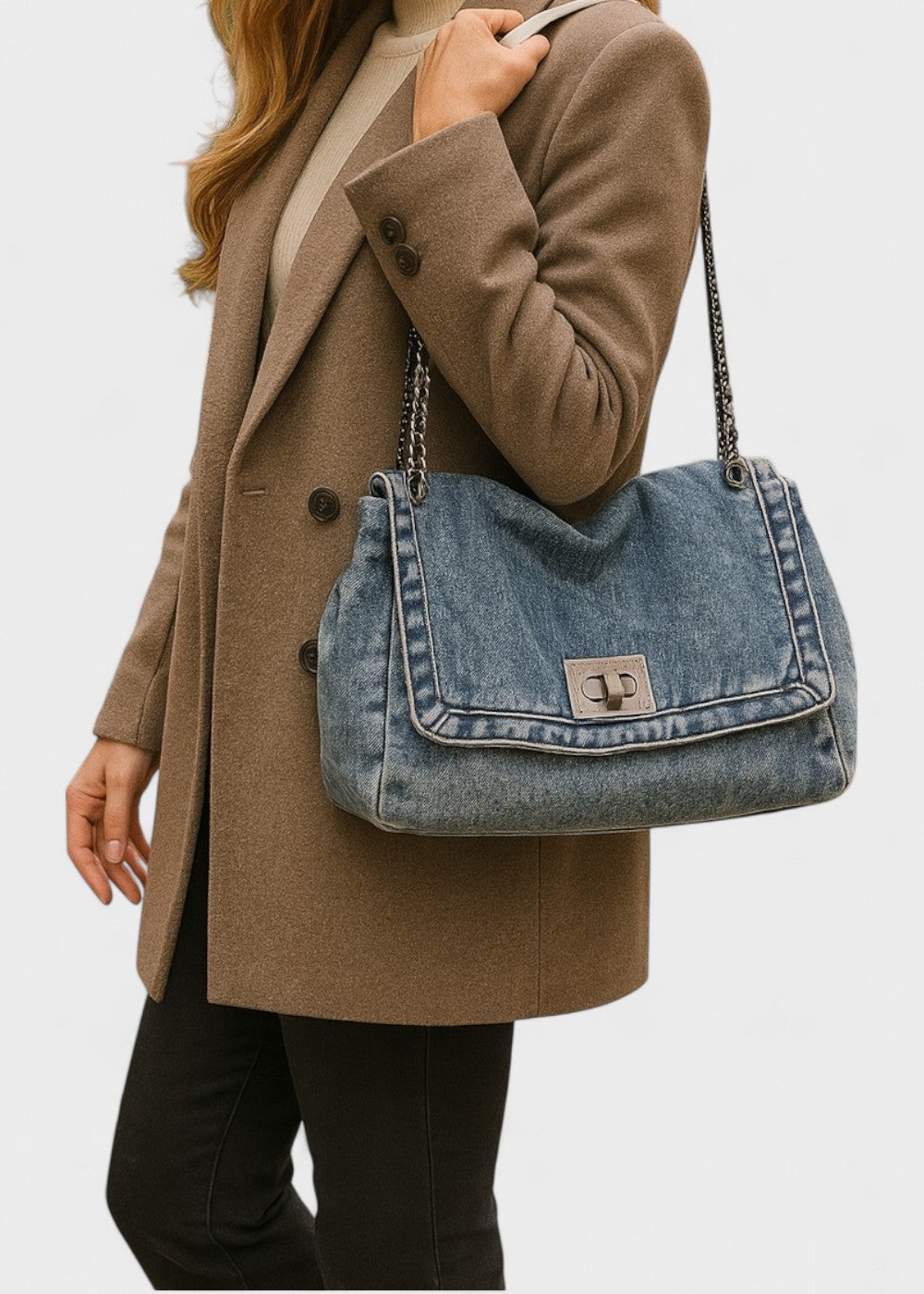 Metallische Kettentasche im urbanen Denim-Stil - Briseida