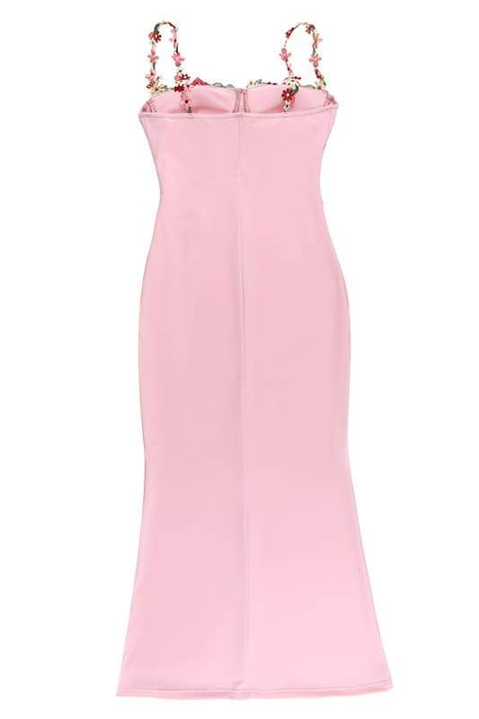 Brenda - Midikleid mit floraler Stickerei und Schnürung