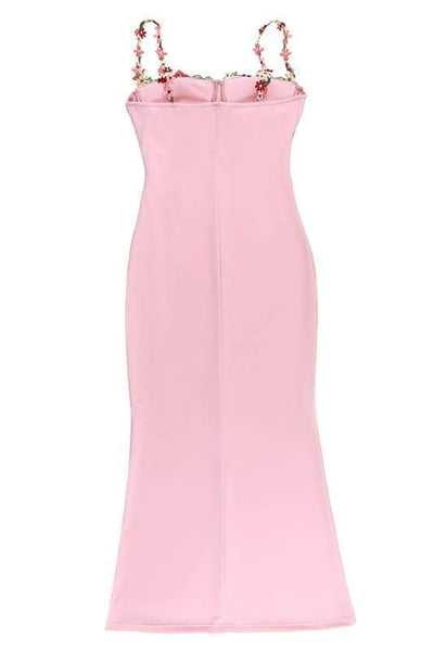 Brenda - Midikleid mit floraler Stickerei und Schnürung