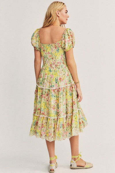 Karin - Bedrucktes Midikleid mit Spitzenbesatz