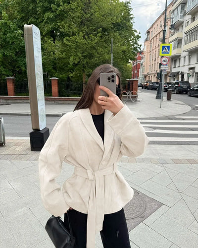Retro-Wildlederjacke mit langen Ärmeln - Valentina