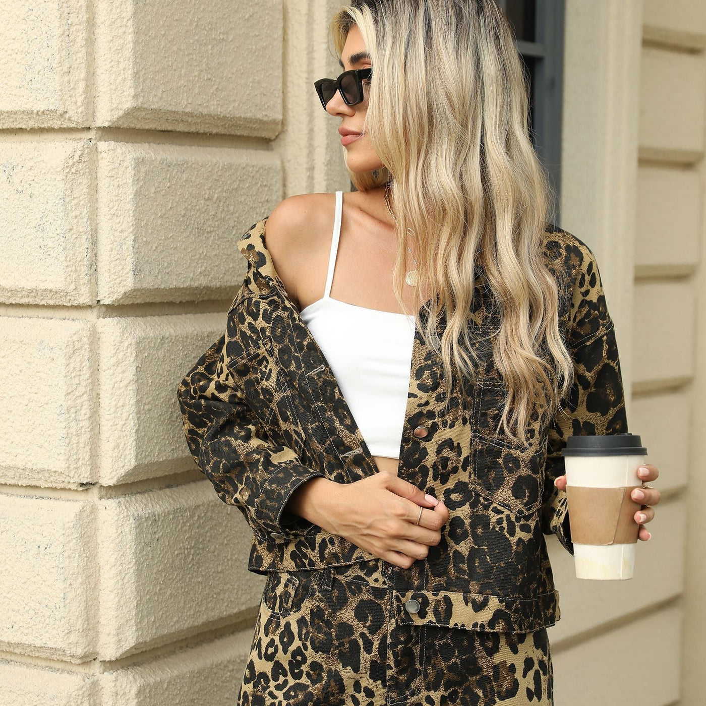Denim-Set mit Leopardenmuster - Sylvie