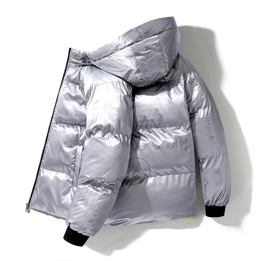 Steppjacke mit Kapuze in Vinyloptik für Männer - Lanuz