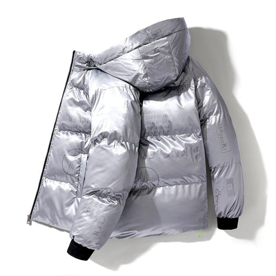 Steppjacke mit Kapuze in Vinyloptik für Männer - Lanuz