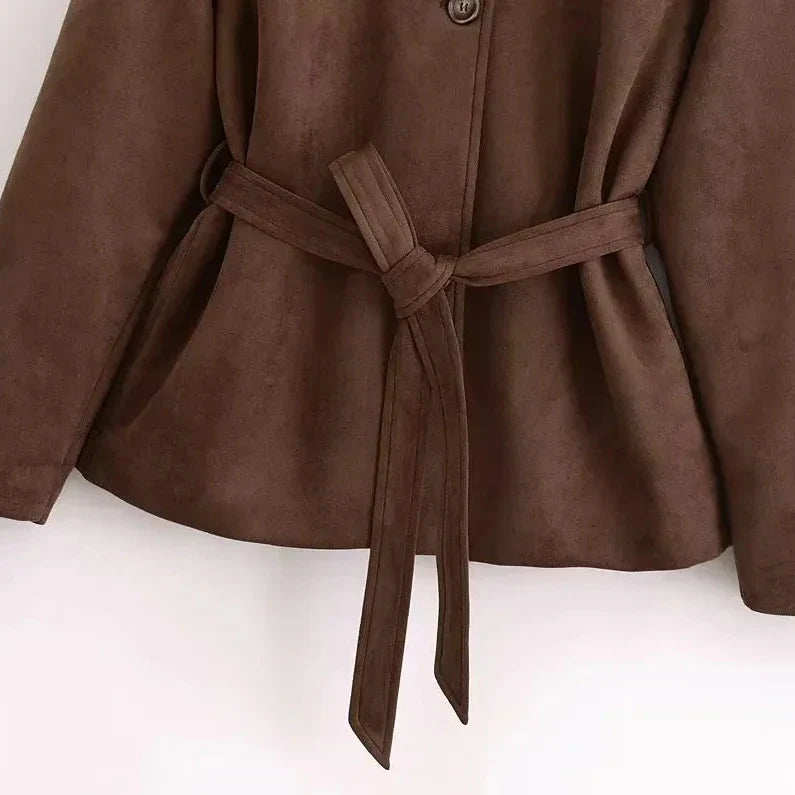 Damenjacke aus Wildleder mit Gürtel - Avelise