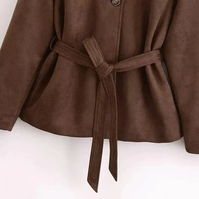 Damenjacke aus Wildleder mit Gürtel - Avelise