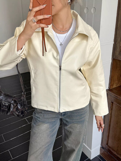 Damenjacke mit Ledereffekt und Frontreißverschluss - Kendra