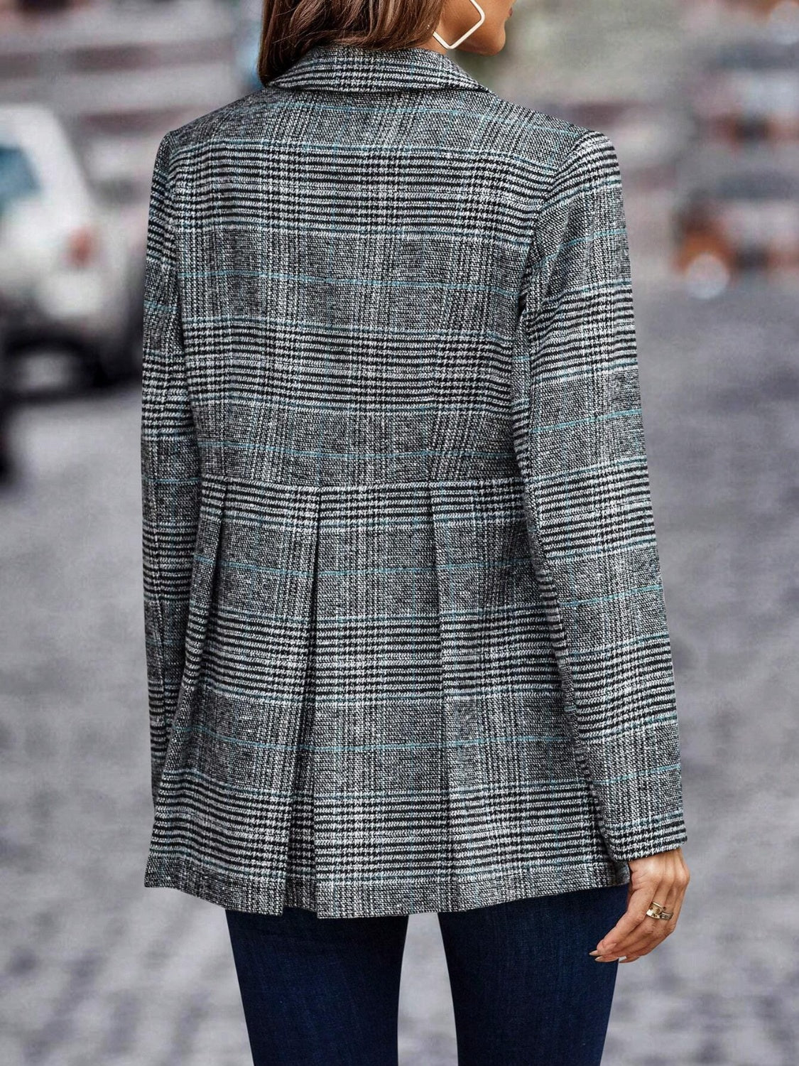 Gilda - Blazer mit geknöpftem Reverskragen aus Plaid