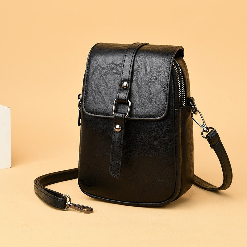Damen-Umhängetasche aus Kunstleder mit kompakter Vordertasche - Daniela