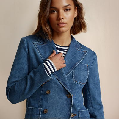 Bely - Doppelreihiger Denim-Blazer