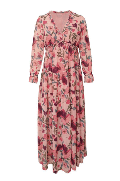 Aloisa - Bedrucktes Maxikleid mit V-Ausschnitt