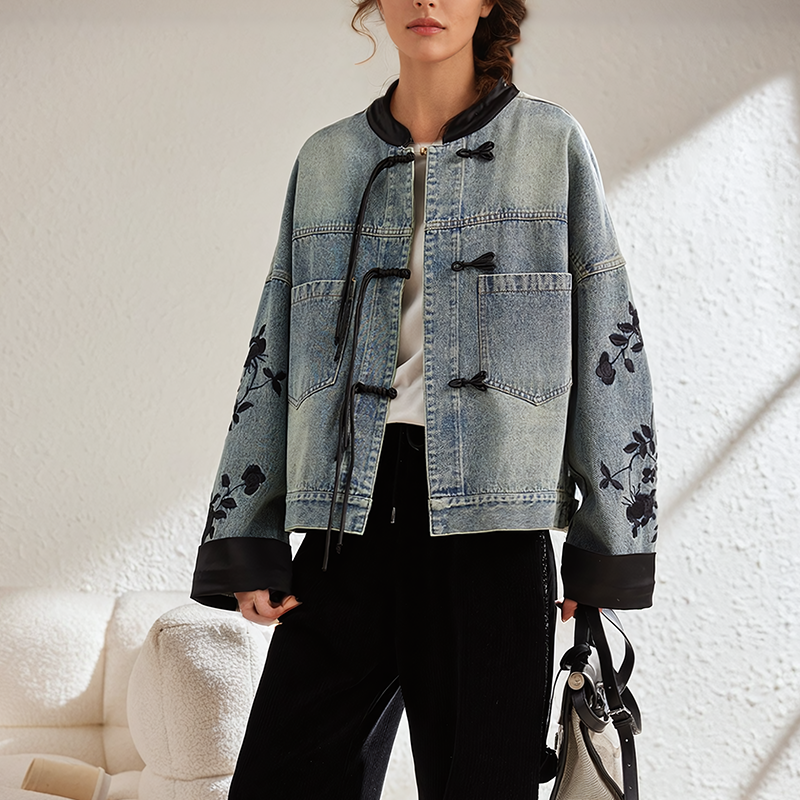 Vintage Floral Ophélie Jeansjacke