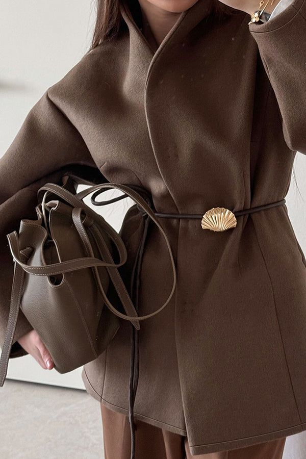 Damen Wollmantel mit dünnem Gürtel - Zanya