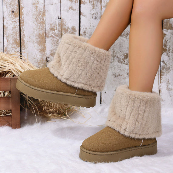 Damen-Winterstiefel mit Kunstfellmanschette - Ivanna