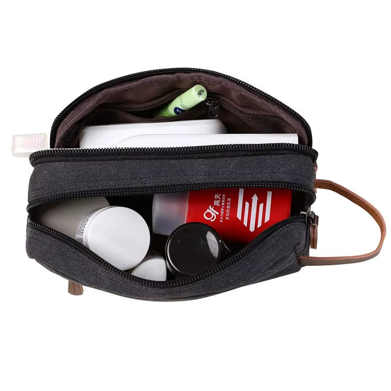 Unisex-Toilettenbeutel aus wasserdichtem Canvas mit Doppelfach - Bruno