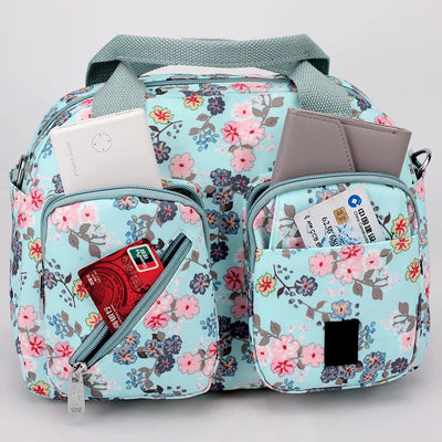 Damen Umhängetasche mit mehreren Fächern und Blumendruck - Elora