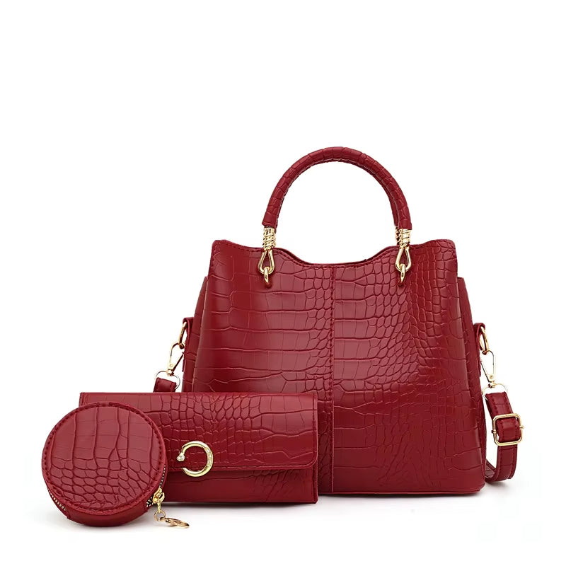 Frau Handtasche Krokodil Design 3 Stück - Valentina