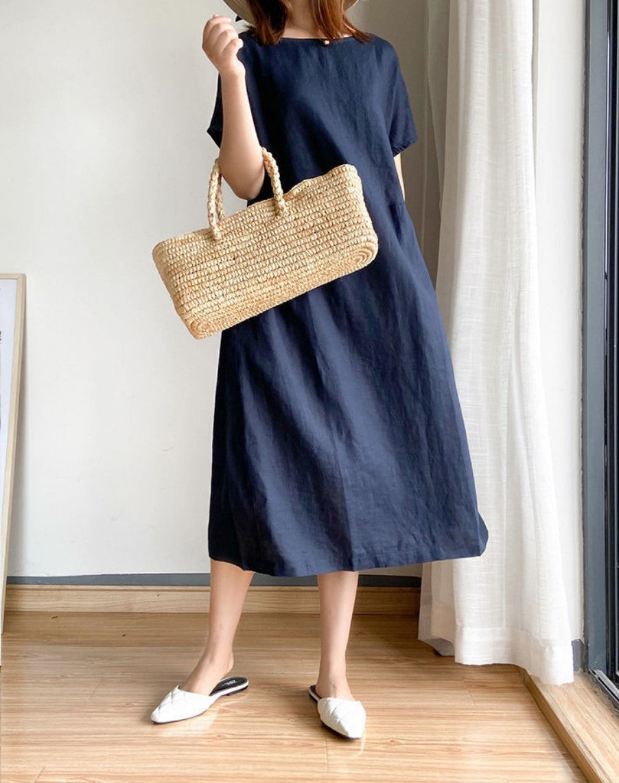 Cindy  Kleid aus Leinen und Baumwolle