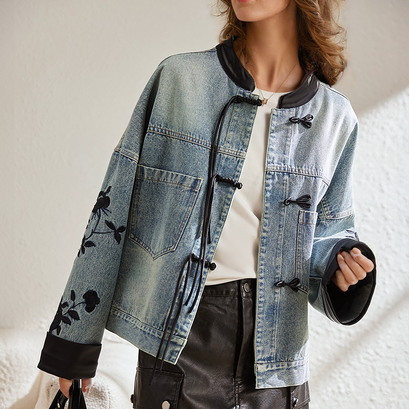 Vintage Floral Ophélie Jeansjacke