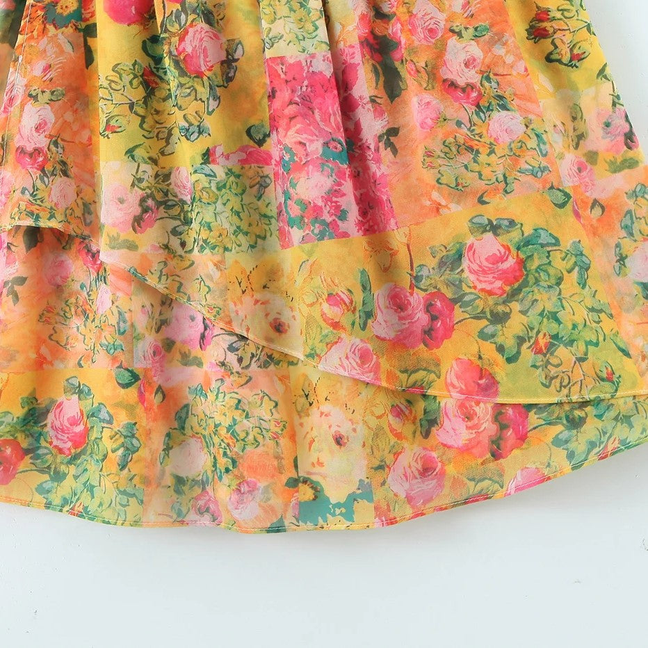 Felicity - Fließendes Camisole-Kleid mit Aquarell-Blumenmuster