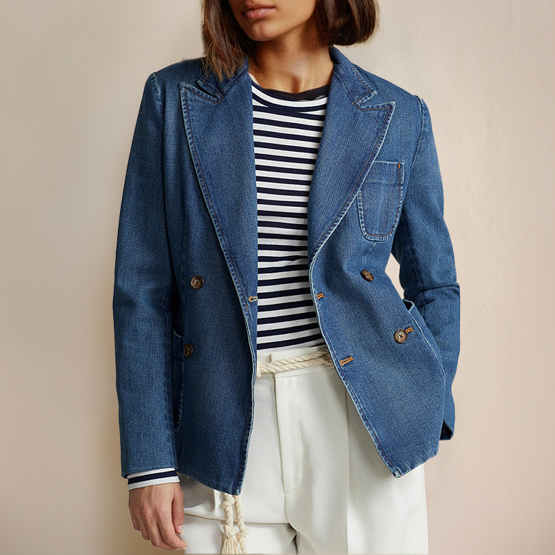 Bely - Doppelreihiger Denim-Blazer