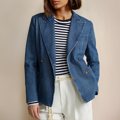 Bely - Doppelreihiger Denim-Blazer