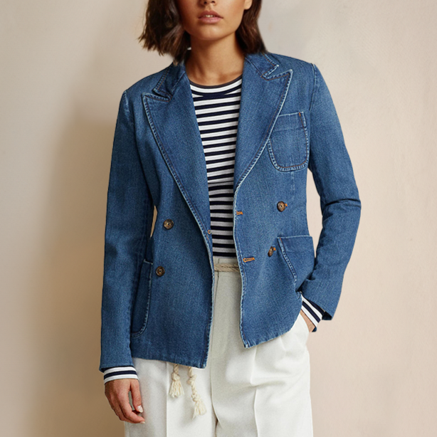 Bely - Doppelreihiger Denim-Blazer