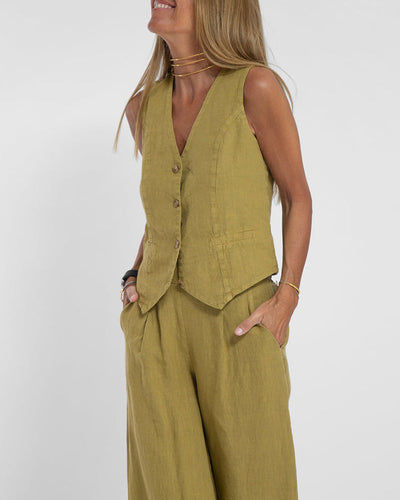 GracefulEase - Einfaches, elegantes Set aus Leinenweste und weiter Hose