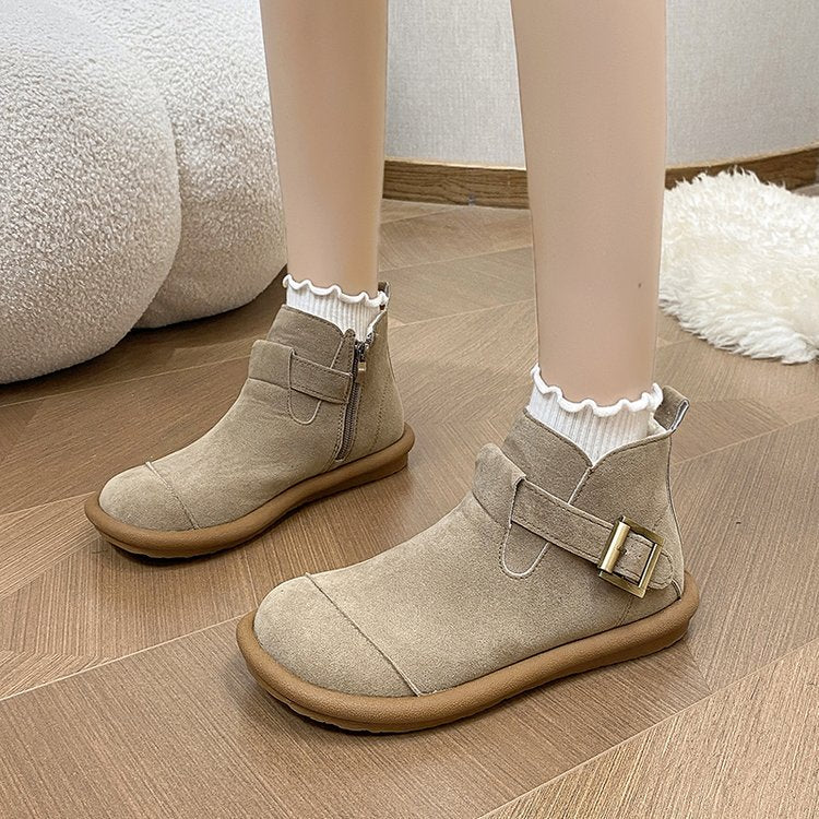 Damen-Winterstiefel aus Wildleder mit seitlicher Schnalle - Estelle