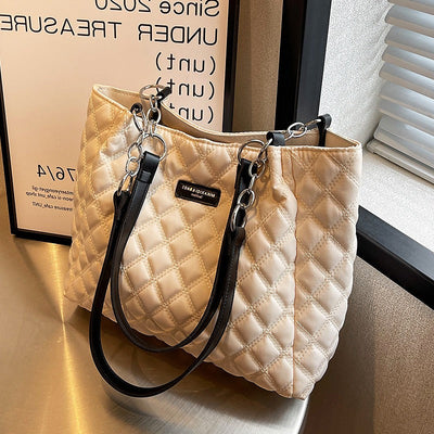 Gesteppte Shopper-Tasche für Damen mit Doppelgriffen und Metallkette - Eloisa